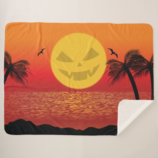 Tropical Halloween Sherpa Blanket (Front (Horizontal))