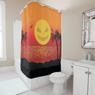 Tropical Halloween Shower Curtain