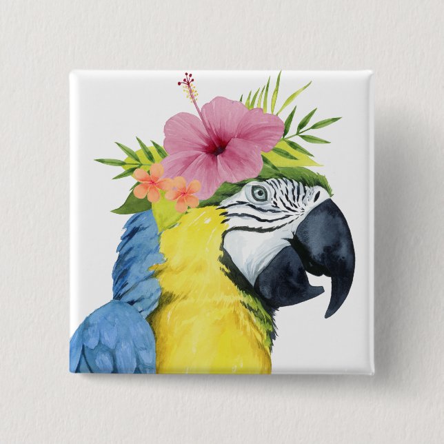 Tropical Halo - Parrot 15 Cm Square Badge (Front)
