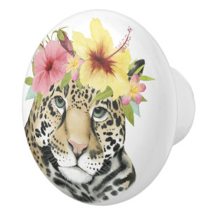 Tropical Halo   Sweet Cheetah Ceramic Knob