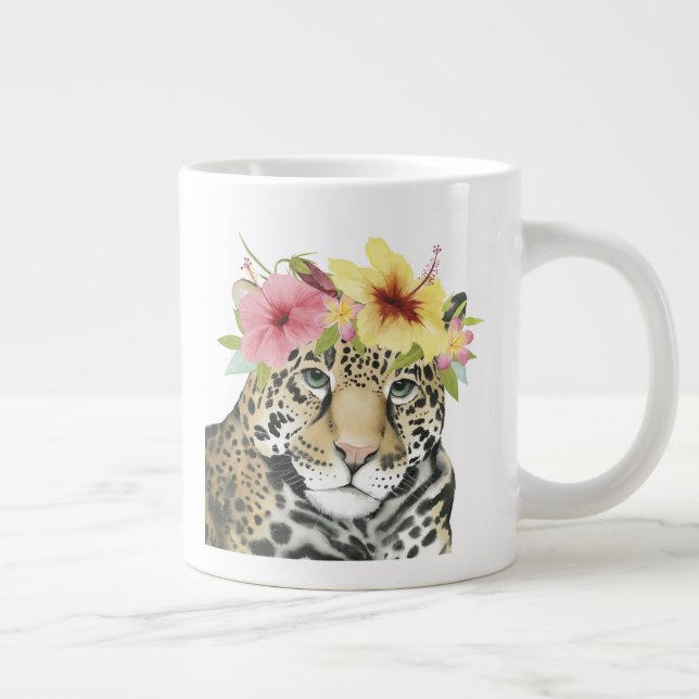 Tropical Halo | Sweet Cheetah Large Coffee Mug (Right)