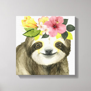 Tropical Halo Sweet Sloth Canvas Print