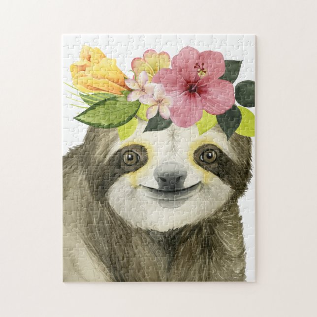 Tropical Halo | Sweet Sloth Jigsaw Puzzle (Vertical)