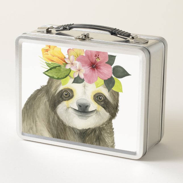 Tropical Halo | Sweet Sloth Metal Lunch Box (Front)