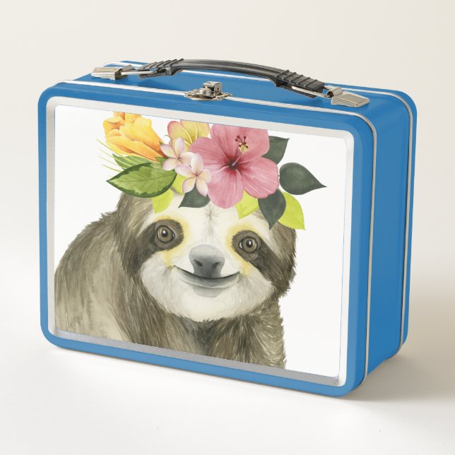Tropical Halo | Sweet Sloth Metal Lunch Box (Front)