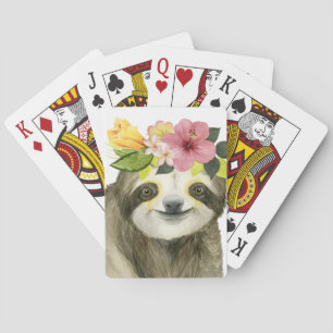 Tropical Halo   Sweet Sloth Playing Cards