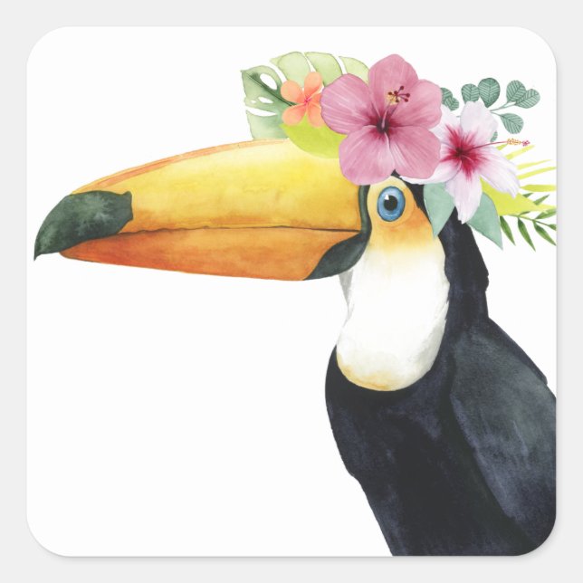 Tropical Halo - Toucan Square Sticker (Front)