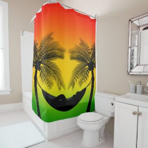 Tropical Hammock Island Sunset Bath Decor Shower Curtain