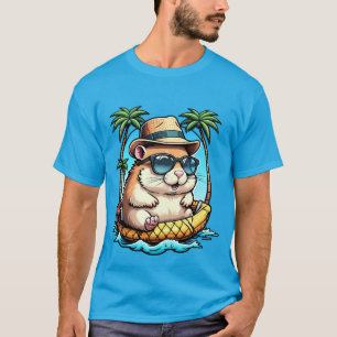Tropical Hamster in Pineapple Floaty Cute Summer T-Shirt