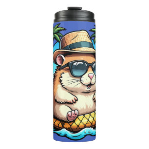 Tropical Hamster in Pineapple Floaty Cute Summer Thermal Tumbler