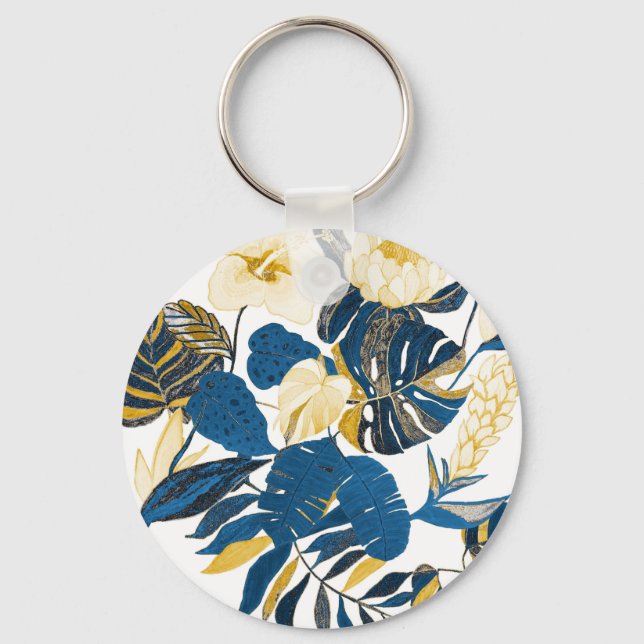 Tropical Hand Drawn: Creative Seamless Pattern Key Ring (Front)