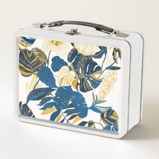 Tropical Hand Drawn: Creative Seamless Pattern Metal Lunch Box