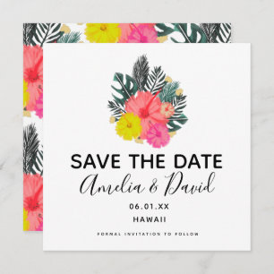 Tropical  Hand Drawn Hawaii Script Save the Date