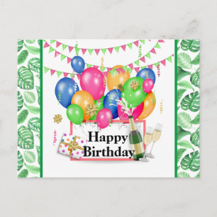 Tropical Happy Birthday Celebration Postcard