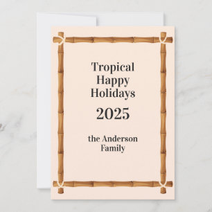 Tropical Happy Holidays, Bamboo Frame Holiday Card