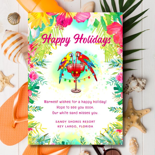 Tropical Happy Holidays Business  Holiday Card (Creator Uploaded)