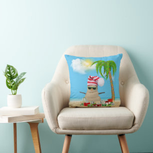 Tropical Happy Holidays Sand Man Cushion