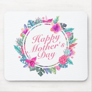 Tropical Happy Mother's Day Floral Frame Mousepad