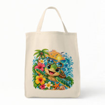 Tropical Happy Sea Turtle