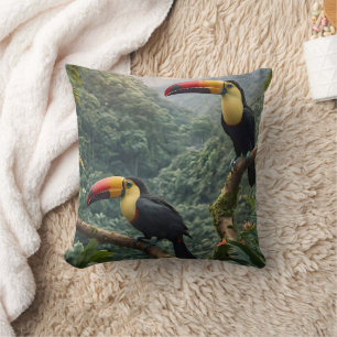 Tropical Harmony: Two Toucans in the Canopy Cushion