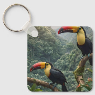 Tropical Harmony: Two Toucans in the Canopy Key Ring