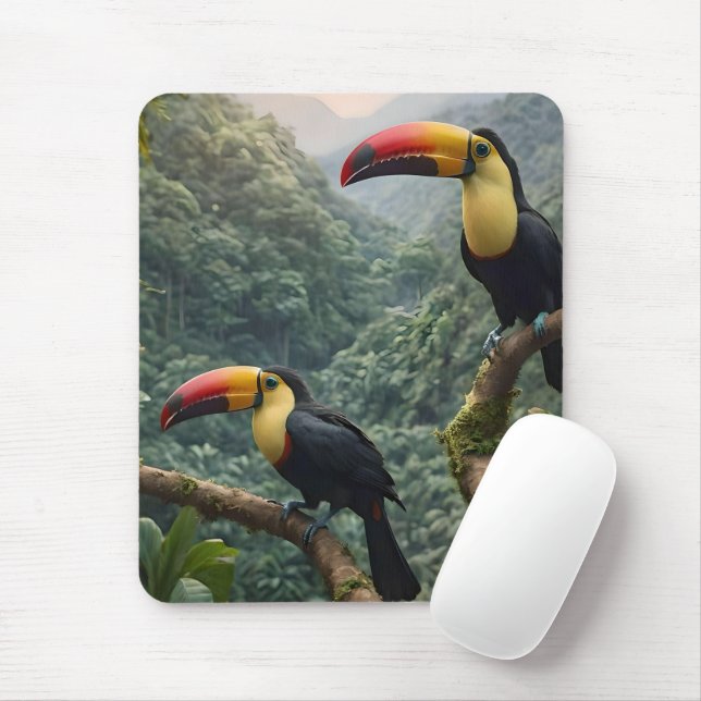 Tropical Harmony: Two Toucans in the Canopy Mouse Pad (With Mouse)