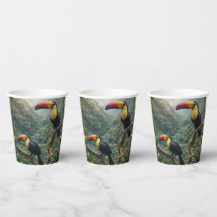 Tropical Harmony: Two Toucans in the Canopy, Paper Cups