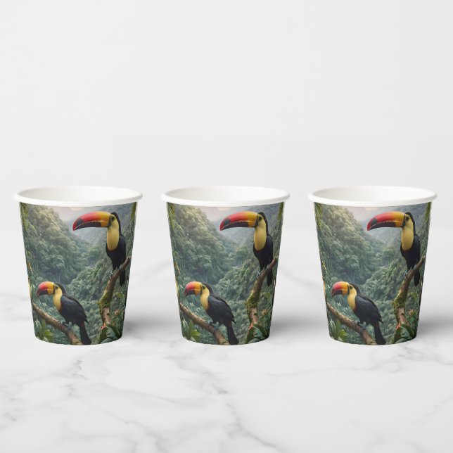 Tropical Harmony: Two Toucans in the Canopy, Paper Cups (Multi)