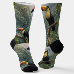 Tropical Harmony: Two Toucans in the Canopy Socks