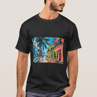 Tropical Havana Harmony - Lively Street Scene With T-Shirt