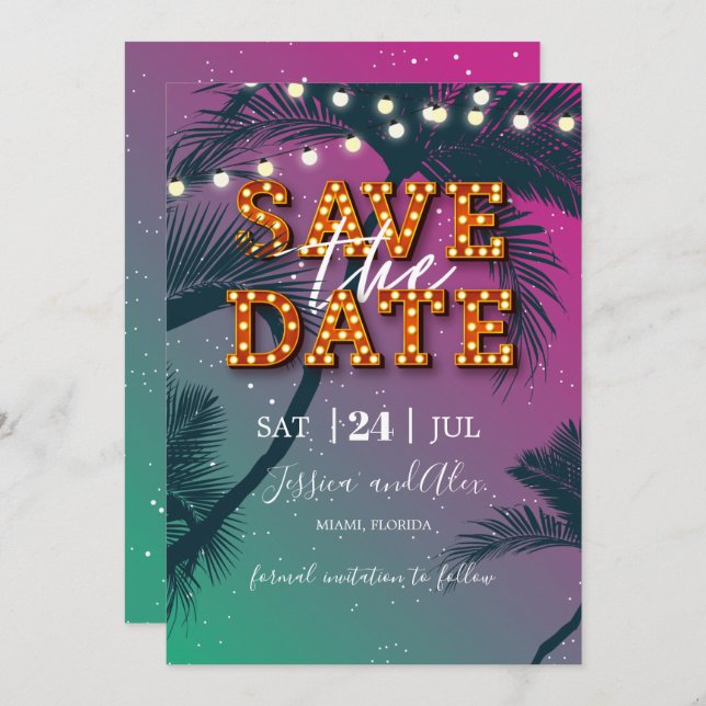 Tropical Havana Night Save the Date Card (Front/Back)