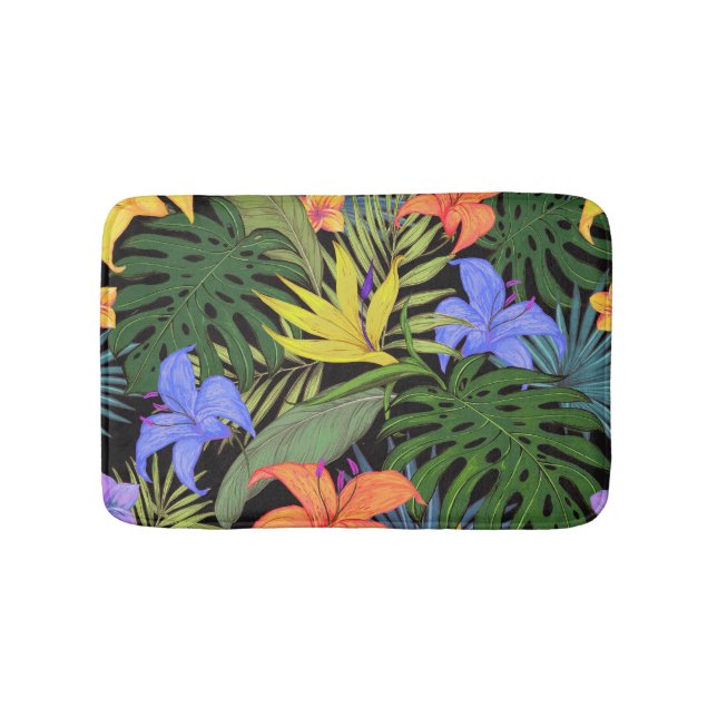 Tropical Hawaii Aloha Flower Graphic Bath Mat (Front)