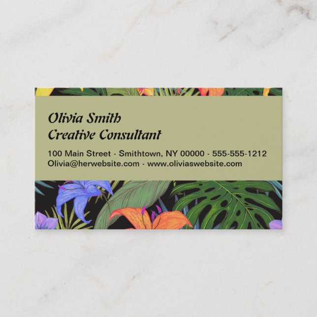 Tropical Hawaii Aloha Flower Graphic Business Card (Front)
