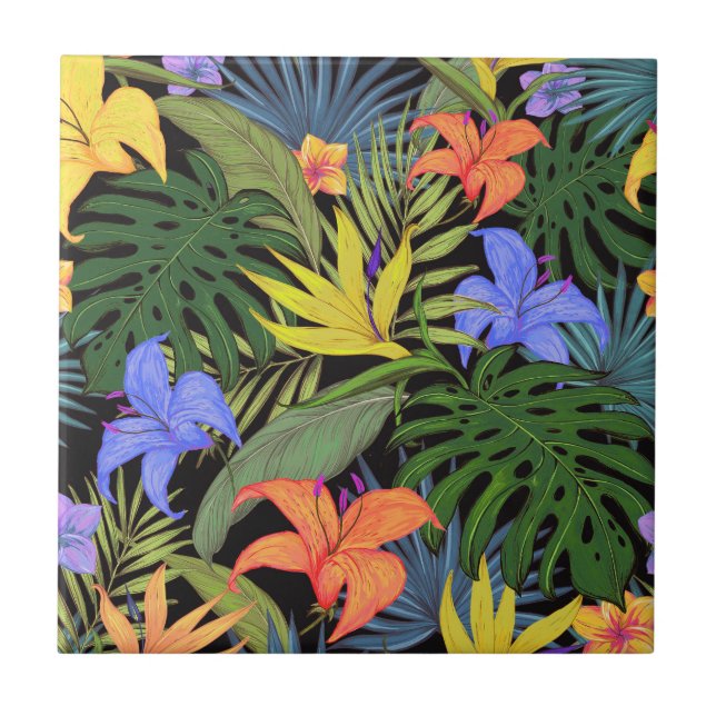 Tropical Hawaii Aloha Flower Graphic Ceramic Tile (Front)