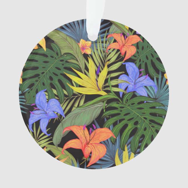 Tropical Hawaii Aloha Flower Graphic Ornament (Front)