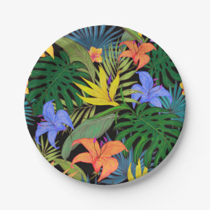 Tropical Hawaii Aloha Flower Graphic Paper Plate