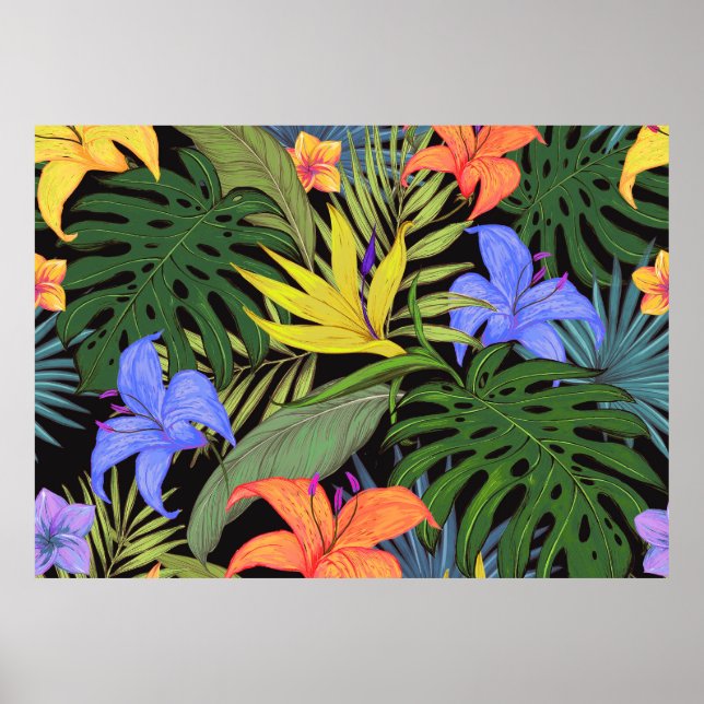 Tropical Hawaii Aloha Flower Graphic Poster (Front)