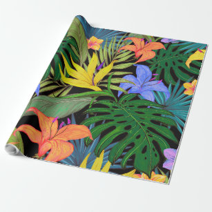Tropical Hawaii Aloha Flower Graphic Wrapping Paper