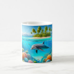 Tropical/Hawaii colourful underwater dolphin Coffee Mug