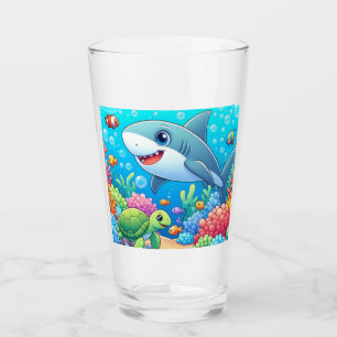 Tropical/Hawaii colourful underwater shark & turtl Glass
