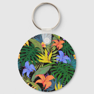 Tropical Hawaii Flower Graphic Art Design Key Ring