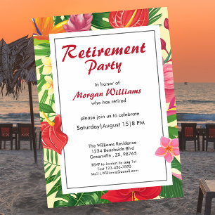 Tropical Hawaii Flower Retirement Party Invitation