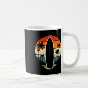 Tropical Hawaii Palm Surfing Beach Surfboard Surf Coffee Mug