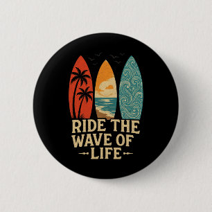 Tropical Hawaii Palm Tree Surfing Beach Surfboard 6 Cm Round Badge