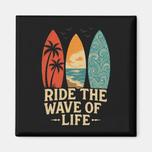Tropical Hawaii Palm Tree Surfing Beach Surfboard Magnet