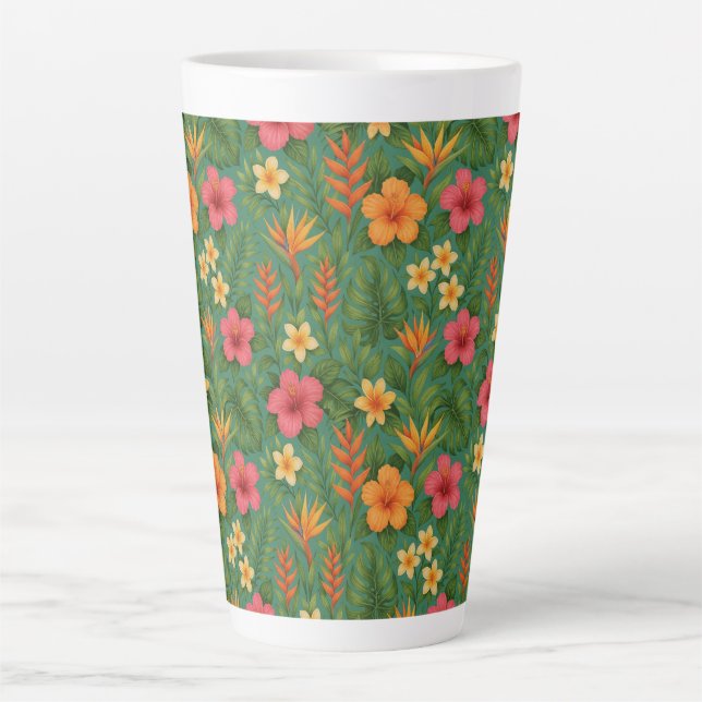 Tropical/Hawaii patterned floral Latte Mug (Front)
