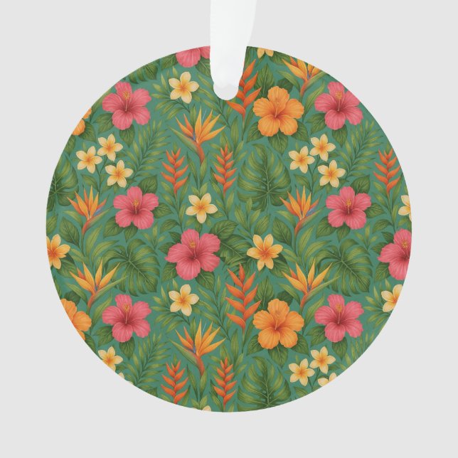 Tropical/Hawaii patterned floral Ornament (Front)