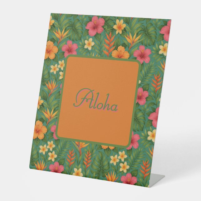 Tropical/Hawaii patterned floral Pedestal Sign (Front)