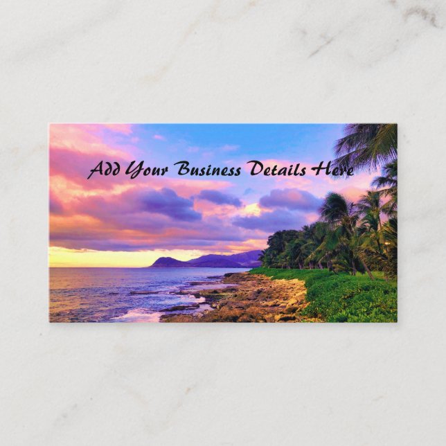Tropical Hawaii Seashore Sunset Business Card (Front)