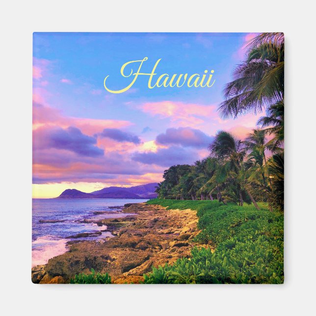 Tropical Hawaii Seashore Sunset Magnet (Front)